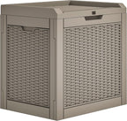 YITAHOME 32 Gallon Deck Box, Resin Storage with Lockable Lid & Side Handles, Indoor Outdoor Small Container for Patio Cushion, Garden Pool Accessories, Backyard Furniture, Water Resistant