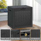 Outdoor Storage Box, Resin Deck Boxes Indoor and outdoor, Waterproof Storage Box Lockable Lid (Black, 35 Gallon-2 Pack)