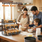 Upgraded Egg Holder Countertop with Removable 5 Dividers & Date Plate, 3 Tier Pull Out Large Egg Basket for Gathering Fresh Eggs, Kitchen Organizer, The Size - 6.7“x16.6”x11.3"