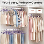 HOUSE DAY Plastic Clothes Hangers 12 Pack, Sweater Hangers No Shoulder Bump, Thick Heavy Duty Coat Hanger for Closet, Purple Wide Hanger with Non-Slip Hook for Sweaters, Suits, Dresses, Jackets, Pants