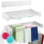 Laundry drying rack wall mount(28-INCH White), a wall mount clothes drying rack solution with reinforced metal frame, easy installation in tight spaces and foldable; drying rack clothing wall mounted.