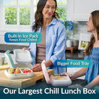 Bentgo Chill Max Leak-Proof XL Lunch Box - Included Ice Pack Keeps Food Cold; 5-Cup Capacity for Adults & Ages 8+, 3 or 4 Compartment Bento Box, BPA-Free, Dishwasher Safe (Bone & Glacier Blue)
