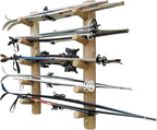 10-Place Wall-Mounted Ski Log Racks - Skis Wall Mount Garage Racks, Indoor & Outdoor Vertical Ski Holders for Walls, Hangers for Skis Indoor Storage Rack, Garage Hanging Rack - Natural