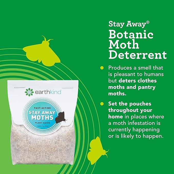EarthKind Stay Away Moths - Moth Deterrent for Closet, Pantry & More - DIY Pest Control Pouches for Moths - with Cedarwood Oil & Geranium Oil - 4-Pack