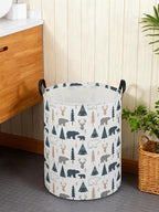 ESSME Kids Laundry Basket,Bear Hamper Collapsible Canvas Waterproof Storage Bin forBoys, Woodland Hamper,Gift Baskets(Bear)