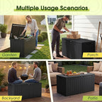 Devoko 100 Gallon Outdoor Storage Box, Waterproof Resin Deck Box for Patio Furniture, Lockable Container for Garden Cushions & Pool Supplies (Black, 100 Gallon)
