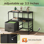 DEVAISE 3 Drawer Mobile File Cabinet, Rolling Printer Stand with Storage Shelf, Fabric Lateral Filing Cabinet fits A4 or Letter Size, Adjustable Shelf for Home Office, Charcoal Black Wood Grain Print