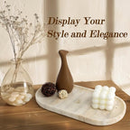 Genuine Real Natural Marble Tray for Bathroom, Luxury Ultra White Travertine Stone Vanity Tray, Decorative Oval Trays for Countertop Storage, Vanity, Dresser, Kitchen, Home Decor, 11.9"*5.8"