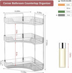 Corner Bathroom Counter Organizer Bathroom Countertop Shelf Makeup Organizer for Vanity Perfume Tray for Corner Storage (3 Tiers, Grey)