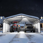 20x20FT Metal Carport w/Led Light,Outdoor Portable Car Garage,Removable PE Sidewalls,Reinforced Base & Galvanized Steel Roof, Outdoor Car Port Canopy Shelter for Boats, Full-Sized Pickup Trucks