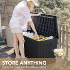Devoko 100 Gallon Waterproof Large Resin Deck Box Indoor Outdoor Lockable Storage Container for Patio Furniture Cushions Garden Tools (100 Gallon, Black)
