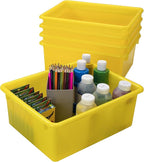 Storex Letter Size Deep Storage Tray – Organizer Bin for Classroom, Office and Home, Yellow, 5-Pack (62526A05C)