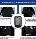 DecorRack 1 Pack Mesh Pop Up Laundry Hamper, Lightweight Foldable Clothes Basket with Easy Carry Handles, Durable Mesh Design for Air Circulation and Simple Storage, Black (1 Pack)