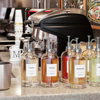 16.9 oz/500 ml Coffee Syrup Dispenser Set - 2 Glass Bottles with Silver Pumper and Syrup Labels - Precise Dispensing and Stylish Addition to Coffee Shop, Cafe or Home Bar