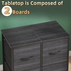 4 Drawer Lateral File Cabinet, Mobile Filing Cabinet for Large Printer, Home Office Functional Small Office Storage Cabinet & Printer Stand, Fits Letter/A4, Charcoal Black Grain Print