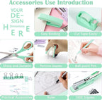 Green Office Supplies, Teal Desk Accessories Accessories with Tape Dispenser, Stapler, Staple Remover, 1000 Staples, Tape, Clips Set, Ruler, Scissor, Pen