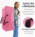 12 Pack Heavy Duty Large Moving Bags W/Backpack Straps - Strong Handles & Zippers, Storage Totes For Space Saving, Fold Flat, Alternative to Moving Box and Storage Bin, Pink
