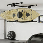 4x4 FT Overhead Garage Lifting Storage Rack, 350 lbs Capacity & 79"Lifting, Metal Garage Ceiling Rack, Adjustable Storage System with Safety Lock