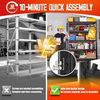 71"H-32"W-14"DGarage Shelving-5 Tier Garage Storage Shelves,Adjustable Heavy Duty Metal Shelving Unit and Storage Large Rack,Utility Steel Shelf For Warehouse Industrial Pantry Basement Organizers