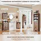 ACCOHOHO Farmhouse Bathroom Cabinet, 72" Tall Storage Cabinet with 2 Drawers, Adjustable Shelves & Barn Door, Cabinets for Bathroom, Living Room, Kitchen, Rustic Brown
