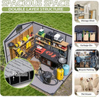 6 x 8 FT Resin Outdoor Storage Shed, All-Weather Plastic Garden Shed with Floor, Lockable Doors & Windows, Plastic Tool Shed for Poolside, Patio, Backyard
