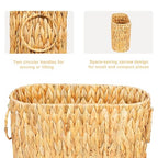 Large Toilet Paper Storage Basket, Wicker Toilet Paper Holder Basket for Bathroom, Natural Water Hyacinth Narrow Basket, Slim Toilet Paper Basket for 6 Mega Rolls, Magazines & Towels