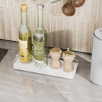 Bathroom Vanity Tray for Countertop Toiletries Perfume Makeup Soap Dispenser Toilet Tank, Kitchen Tray for Salt Spice, Decor Tray for Candle Nightstand Coffee 11.3”x 4.4” White