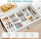 Vtopmart 4 Pack 2.36" Short Upgrade Drawer Dividers for Kitchen Drawer, 12.8"-22.3" Expandable Kitchen Drawer Organizer, Clear Plastic Organizer Separator for Flatware, Utensil, Cutlery, Underwear