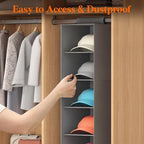 Lifewit Hat Organizer for Baseball Caps, Hat Rack Hanging Storage, Non-Woven Fabric Display Shelf Holds Up to 40 Hats, Cap Holder Hanger for Closet, Bedroom, 7 Compartments, Gray, 1 Pack