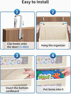 JARLINK 2 Pack Over The Door Organizer Storage, 5 Shelf Hanging Door Organizer with 5 Large Capacity Pockets, Anti Tilt 44 lb Load Behind Door Storage for Bedroom, Bathroom, Pantry, Nursery, (Beige)
