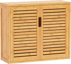 VIAGDO Wall Cabinet Bathroom Storage Cabinet Wall Mounted with Adjustable Shelves Inside, Double Door Medicine Cabinet, Utility Cabinet Organizer Over Toilet, Bamboo, 23.2''Lx8.1''Wx20.4''H