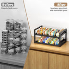 2-Tier Can Organizer for Pantry, Expandable Length Can Rack for Kitchen Shelf Organizer and Storage, Sturdy Metal Standing Can Holder for Canned Soup Soda Food Goods Storage, Stackable