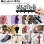16 Inches Towel Rack Wall Mounted with 6 Hooks, Black Metal Key Hanger Keychain Holder for Entryway Front Door Hallway Mudroom, Waterproof Rustproof Kitchen Bathroom Organizer Home Decor