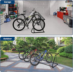 Single Side 9 Bike Floor Rack 110 Inch Length Freestanding Bicycle Parking Stand In Ground Grid Design For Garages Streets Yards And Bike Events Heavy Duty Storage (Black, Single Side 9 Bike)