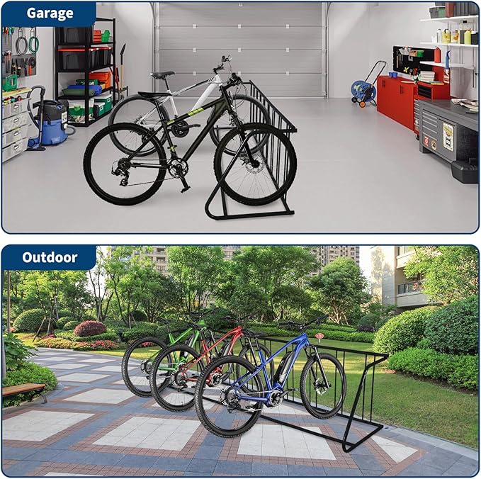 Single Side 9 Bike Floor Rack 110 Inch Length Freestanding Bicycle Parking Stand In Ground Grid Design For Garages Streets Yards And Bike Events Heavy Duty Storage (Black, Single Side 9 Bike)