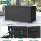 YITAHOME 260 Gallon XXL Large Deck Box, Outdoor Resin Storage Box, Lockable Storage Container for Patio Cushions, Furniture, Garden Tools, Water Resistant (Black)