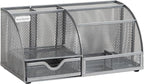 Mind Reader 7-Compartment Desktop Organizer, File & Accessory Storage, Metal Mesh Office Organizer for Desk, Workspace, Mail, Silver