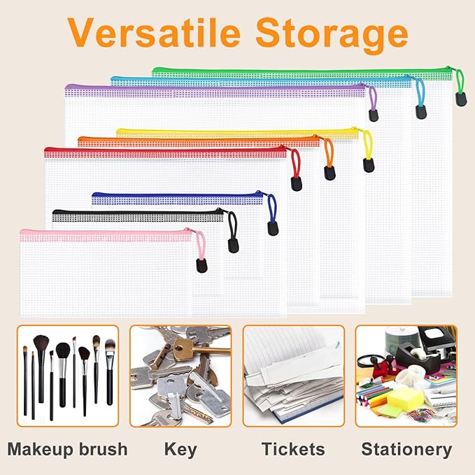 36Pack Mesh Zipper Pouch Bags, Waterproof A4 Letter Size Document Zipper Pouches for Storage, Teacher School, Toys, Puzzle, Office, 12 Colors