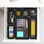 Simple Houseware Interlocking Desk Drawer Bins Organizer, 10 Packs, Black