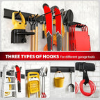 64 Inches Garage Tool Organizer Wall Mount, Tool Storage Rack Wall Mount, Heavy Duty Garden Wall Organizer System for Yard, garage and Shed, Tool Holder for Hanging Rake Snowboard Broom Mop