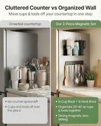 Magnetic Cup Holder for Fridge (2-Pack) – Compatible with Stanley Quencher H2.0 & Yeti 20–40oz Tumblers – Heavy-Duty 18LB Full-Magnet Drink Holder with Utility Hook Rack for Kitchen or Garage