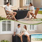 UDPATIO 100 Gallon Deck Box, Outdoor Storage Box Lockable Waterproof Resin, Indoor Outdoor Storage Container for Patio Cushions, Garden Tools,Package Delivery Boxes for outside