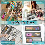 Maitys 12 Pcs Clear Drawer Organizer 9 x 3 x 2 Inches Plastic Rectangle Trays Makeup Vanity Storage Bins and Kitchen Drawers Dividers for Office Desk Silverware Kitchen Utensils(Black)