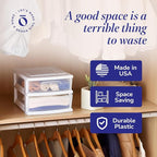 HOMZ 2-Pack 2-Drawer Storage Cart, Clear Plastic Drawers, 14.25" Wide Medium, White Frame - Organizing Drawer Containers for Home, Bathroom, Bedroom, Office, and Classroom
