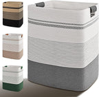 Laundry Hamper, 85L Tall Laundry Basket with Leather Handles, Rectangle Large Clothes Hamper for Organizing, Cotton Woven Laundry Baskets Storage Hampers for Bedroom, Nursery, Living Room