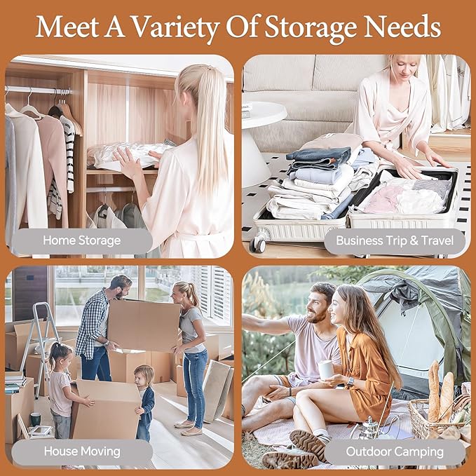 Vacuum Storage Bags for Clothing Travel, 10 Pack Vacuum Bags with Rechargeable Cordless Air Pump(2 Large+4 Medium+4 Small), Compression Packing for Clothes Blanket Suitcase Luggage