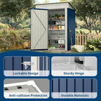 5×3FT Storage Shed，67CU.FT Tool Shed with Sloping Roof and Lockable Door, Compact Metal Tool Garden Shed for Garden, Backyard, Patio