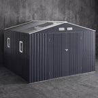 WACASA 10x12 FT Metal Shed with Base Frame Floor Kit | Heavy-Duty Military-Grade 20-Gauge Reinforced Frame with Powder Coating | 50 PSF Snow Load & 120 MPH Wind Rated | Skylight Tiny House Building