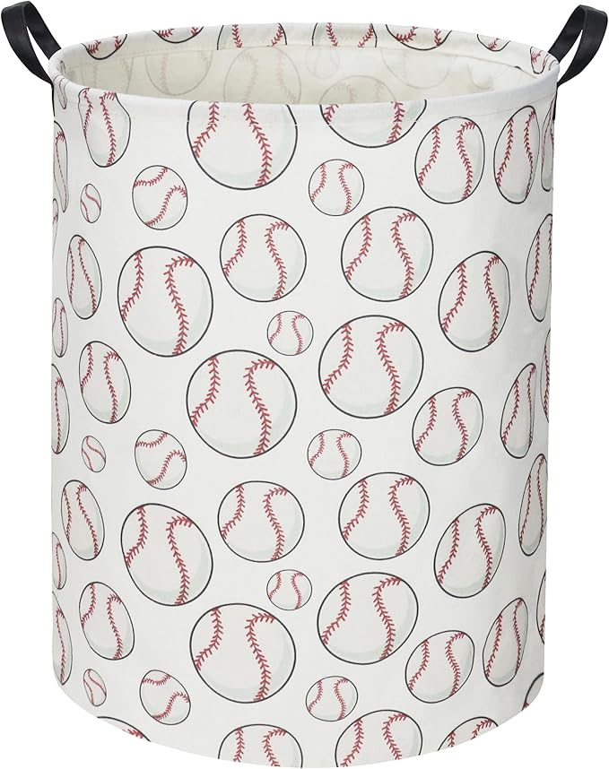 Baseball Kids Laundry Basket Baby Hamper Toy Storage Bin for Boys Room Decor Baby Nursery Hamper Gift Baskets for Bedroom Bathroom(Baseball)