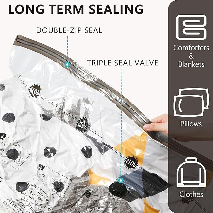 12 Jumbo Vacuum Storage Bags, Compression Packing Seal Space Saver Cubes for Clothing Bedding Comforters Blankets Pillows
